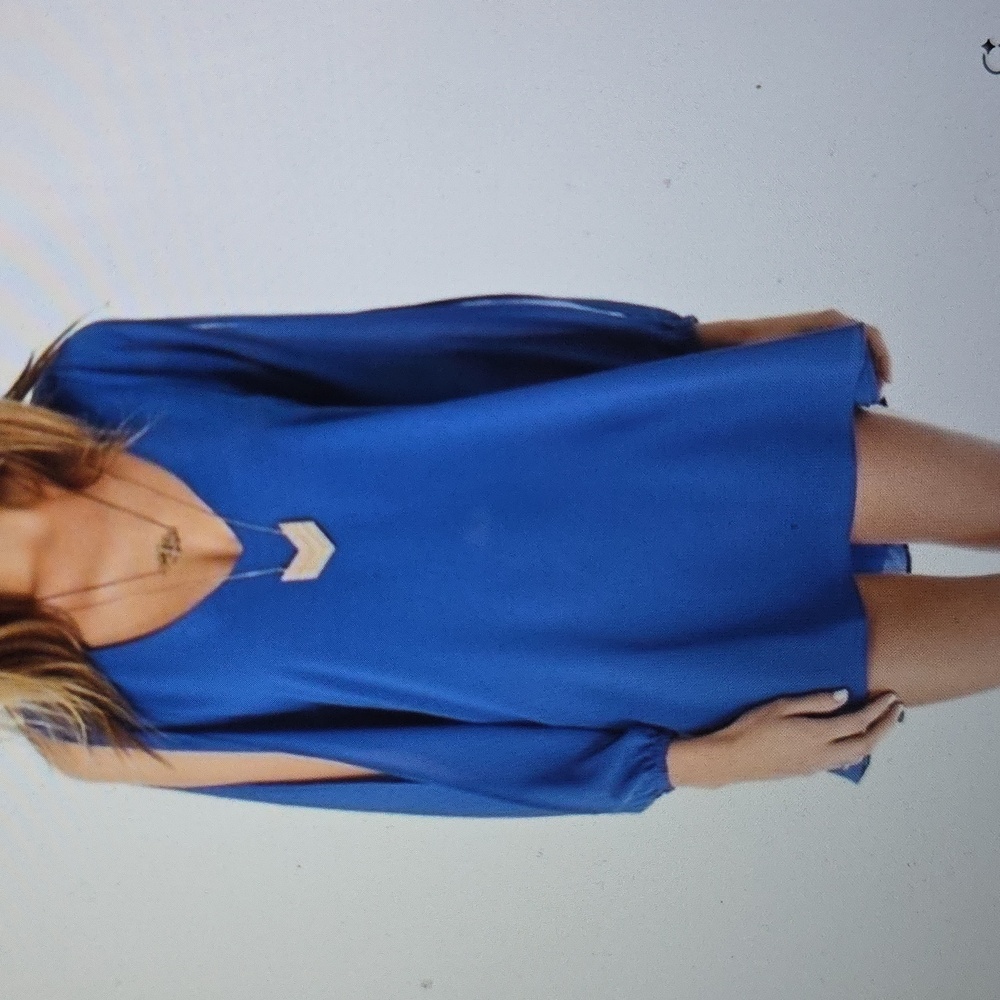 Tobi plunge front long sleeve with full length slits Mini Dress Coverup